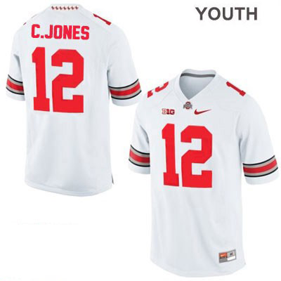 Youth NCAA Ohio State Buckeyes Cardale Jones #12 College Stitched Authentic Nike White Football Jersey EF20Y75SJ